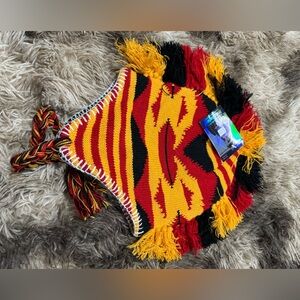 Vibrant Knit Balaclava with Fringe beanie